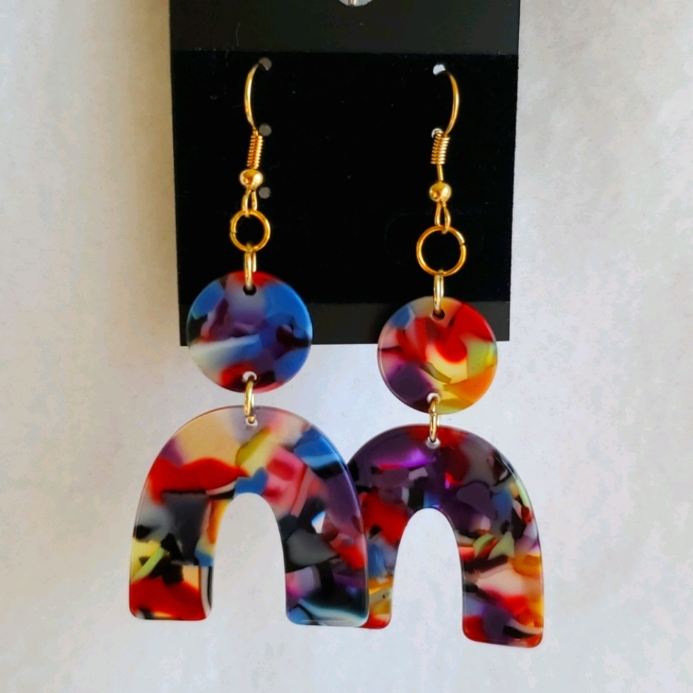 Womens multi color acrylic earrings